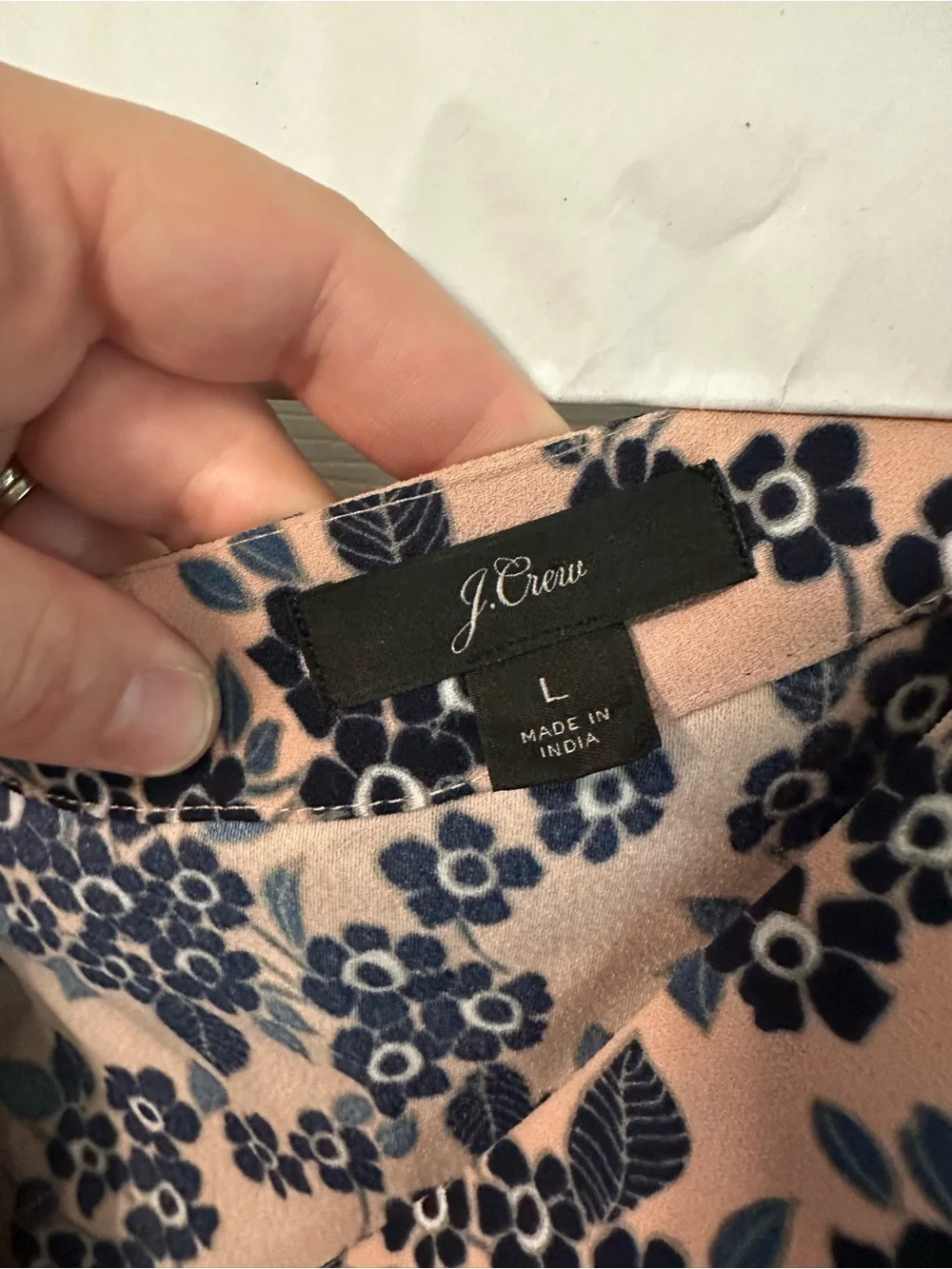 J. Crew Pink Floral V-Neck Faux Wrap Blouse